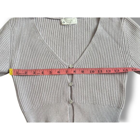 Sage The Label NWT Ribbed Knit Cropped Button Cardigan Long Sleeve Women's Small - Picture 5 of 7